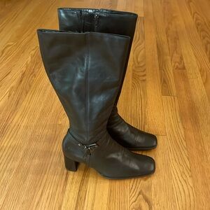 Chocolate Brown Caressa All Leather Women Tall Boots 8M